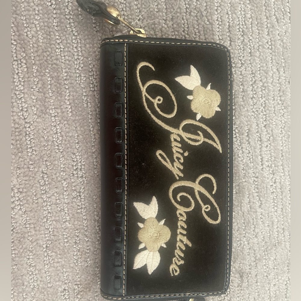 New,unused with tags.Beautiful black/brownvelvet Juicy Couture Wallet with brass